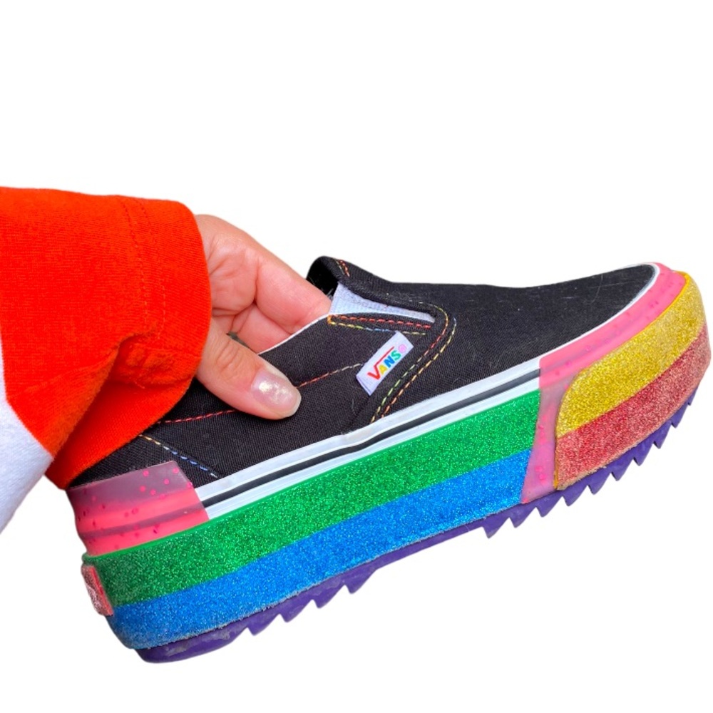 VANS slip on platform rainbow 🌈 sparkle shoes